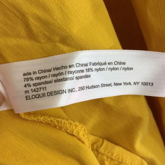 Eloquii Womens Smocked Bodice Asymmetrical Neck Preppy Boho Midi Dress Yellow 22 - Picture 11 of 11